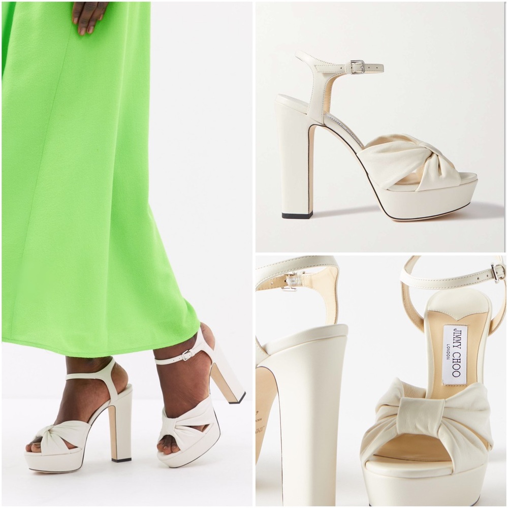 New JIMMY CHOO Heloise 120 bow patent leather platform sandals 41 $925